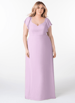 Azazie Syenna Bridesmaid Dresses Frosted Lilac A-Line Ruched Chiffon Dress image6