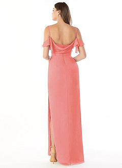 Azazie Emeralda Brautjungfernkleider Etui Schulterfrei Chiffon Kleid Koralle image2
