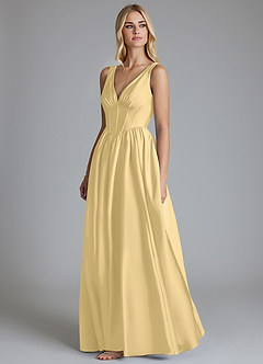 Azazie Delmie Brautjungfernkleider Eine Linie Korsett Stretch-Satin Kleid Butter image4