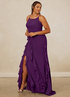 Christian Siriano Bridal for Azazie 1006 Bridesmaid Dresses Grape Mermaid Ruched Chiffon Dress image11