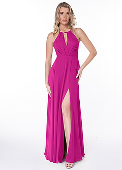 Azazie Evalleen Bridesmaid Dresses Fuchsia A-Line Pleated Chiffon Dress image6
