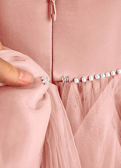 Azazie Tinie Blumenmädchenkleider Ballkleid Schleifen Tüll Kleid Rosettenrosa image8