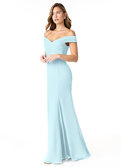 Azazie Lecia Final Sale Black Empire Off-The-Shoulder Pleated Chiffon Convertible Dress image3