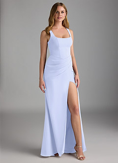 Azazie Mero Bridesmaid Dresses Lavender Sheath Pleated Chiffon Dress image1