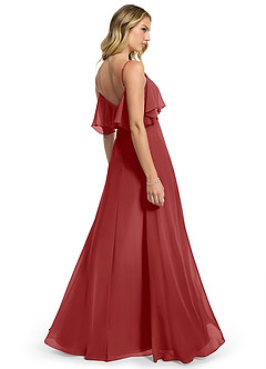 Azazie Jean Bridesmaid Dresses Rust A-Line Chiffon Convertible Dress image2