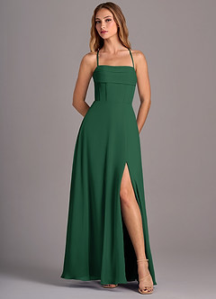 Azazie Carolyn Bridesmaid Dresses Dark Green A-Line Pleated Chiffon Dress image5