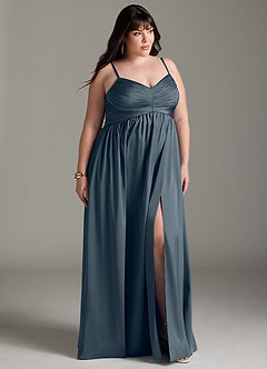 Azazie Alia Bridesmaid Dresses Twilight A-Line Pleated Stretch Satin Dress image12