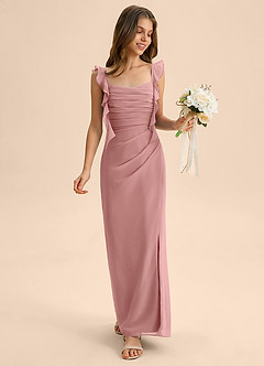 Azazie Jessamine Junior Dusty Rose Mermaid Sweetheart Neckline Chiffon Dress image3