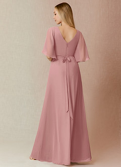 Azazie Cierra Bridesmaid Dresses Dusty Rose A-Line V-Neck Chiffon Dress image2
