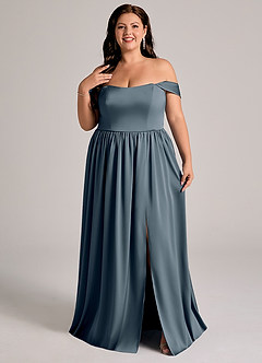 Azazie Calianna Bridesmaid Dresses Twilight A-Line Off the Shoulder Stretch Satin Convertible Dress image8