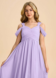 Azazie Lianne Junior Lilac A-Line Off the Shoulder Chiffon Dress image4