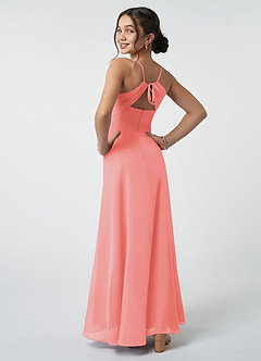 Azazie Avelina Junior Coral A-Line Pleated Chiffon Dress image5