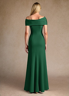 Azazie Pierce vestidos de madre de la novia Vestido de Verde Oscuro de Crepé elástico de Sirena con Plisado image3