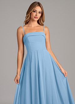 Azazie Lucienne At-home Try On Dresses Black A-Line Strapless Chiffon Convertible Dress image7