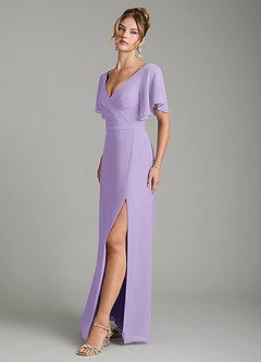 Azazie Ambrosia Bridesmaid Dresses Lilac A-Line Pleated Chiffon Dress image4