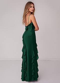 Azazie Malia Abiti da Damigella Abito Tubino in Chiffon Increspato Smeraldo image5