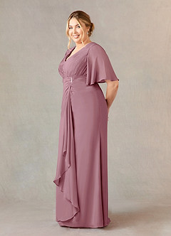 Azazie Carson Mother of the Bride Dresses Vintage Mauve A-Line V-Neck Lace Chiffon Dress image8