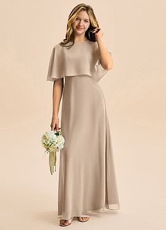 Azazie Maris Junior Vestido Gris Pardo de Gasa de Corte en A image3