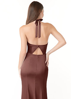 Azazie Emeria Robes de demoiselle d'honneur Robe Sirène en Satin extensible Plissée Expresso image5