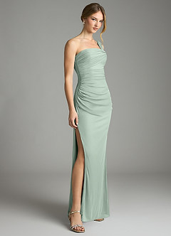 Azazie Tati Jurken voor bruidsmeisjes Jurk van Mesh met Kolom Off the Shoulder Agave image3