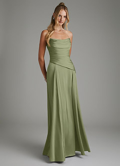 Azazie Gabriela Bridesmaid Dresses Garden Sage A-Line Corset Stretch Satin Dress image8
