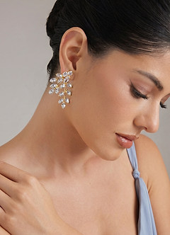 front Crystal Foliage Statement Earrings