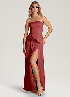 Azazie Tierney Bridesmaid Dresses Rust A-Line Strapless Chiffon Convertible Dress image6