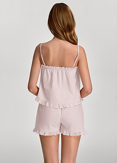 front Pyjama-Set aus gewebtem Baumwoll-Top mit Rüschen und Shorts