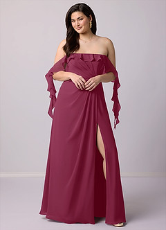 Barbie ♥ Azazie Bridesmaid Dresses Mulberry A-Line Off the Shoulder Chiffon Convertible Dress image10