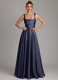 Azazie Azaria Brautjungfernkleider A-Linie Korsett Stretch-Satin Kleid Sturm image1