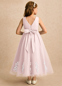 Azazie Rylie Flower Girl Dresses Blushing Pink A-Line Lace Tulle Dress image1