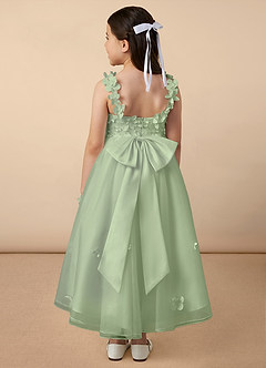 Azazie Ceres Flower Girl Dresses Dusty Sage Ball-Gown Lace Tulle Dress image4