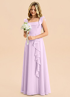 Azazie Nori Junior Frosted Lilac A-Line Ruched Chiffon Dress image5