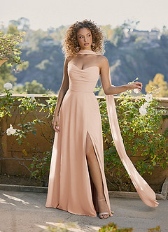 Azazie Ayla Abiti da Damigella Abito A-Line in Chiffon Scollo a Cuore Rosa Inglese image2