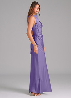 Azazie Evadne Bridesmaid Dresses Tahiti Sheath Pleated Stretch Satin Dress image4