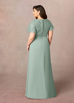Azazie Singer Final Sale Agave A-Line V-Neck Lace Chiffon Dress image8