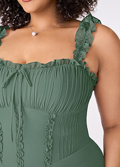 Barbie ♥ Azazie Bridesmaid Dresses Eucalyptus A-Line Sweetheart Neckline Chiffon Dress image9