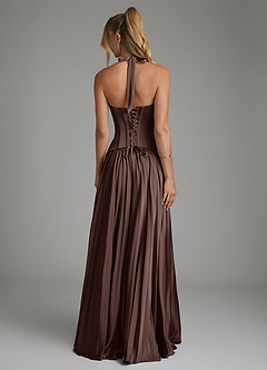 Azazie Piper Bridesmaid Dresses Ganache A-Line Corset Stretch Satin Dress image9