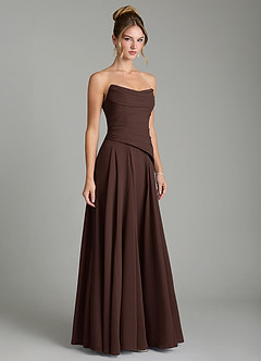 Azazie Gabriela Bridesmaid Dresses Ganache A-Line Corset Chiffon Dress image5