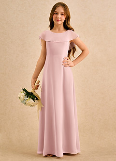 Azazie Kittie Girls Formal Jurken voor bloemenmeisjes A-lijn Jurk van Chiffon Poederroze image5