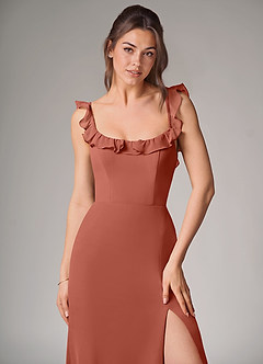 Azazie Callie Bridesmaid Dresses Clay Mermaid Side Slit Chiffon Convertible Dress image5