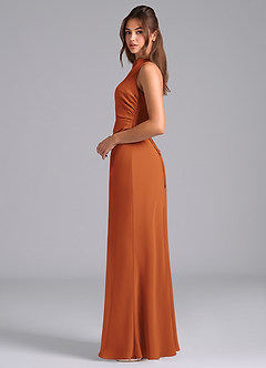 Azazie Evadne Bridesmaid Dresses Cinnamon A-Line Pleated Chiffon Dress image6