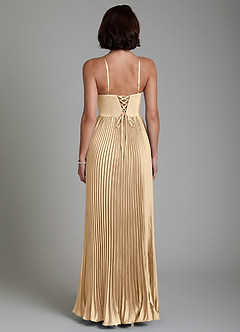 Azazie Micah Bridesmaid Dresses Champagne A-Line Corset Stretch Satin Convertible Dress image4