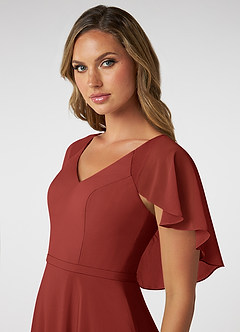 Azazie Jamie Bridesmaid Dresses Terracotta A-Line Chiffon Dress image6