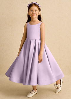 Azazie Babs Blumenmädchenkleider Ballkleid Plissee Matte Satin Kleid Frostiges Flieder image8