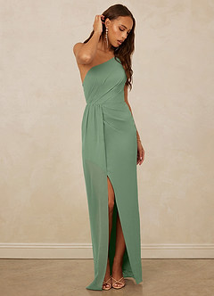 Christian Siriano Bridal for Azazie 1003 Bridesmaid Dresses Matcha Sheath One Shoulder Chiffon Dress image3