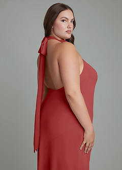 Azazie Velli Bridesmaid Dresses Rust Mermaid High Neck Chiffon Dress image14