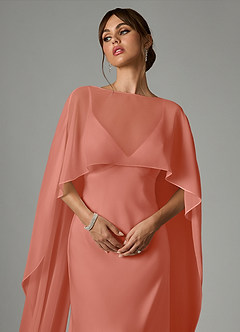 Azazie Stefania Robes de demoiselle d'honneur Robe Trapèze en Satin extensible Rose Saumon image5