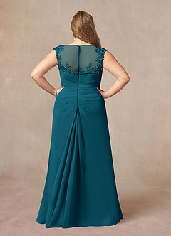 Azazie Libby Mère de la mariée Robes Robe Trapèze en Mousseline de soie Paillettes en forme de coquille Bleu Encre image8