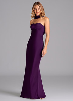 Azazie Lusinda Brudtärnklänningar Klä av Sjöjungfru i Stretch Satin Axelbandslös Druva image1